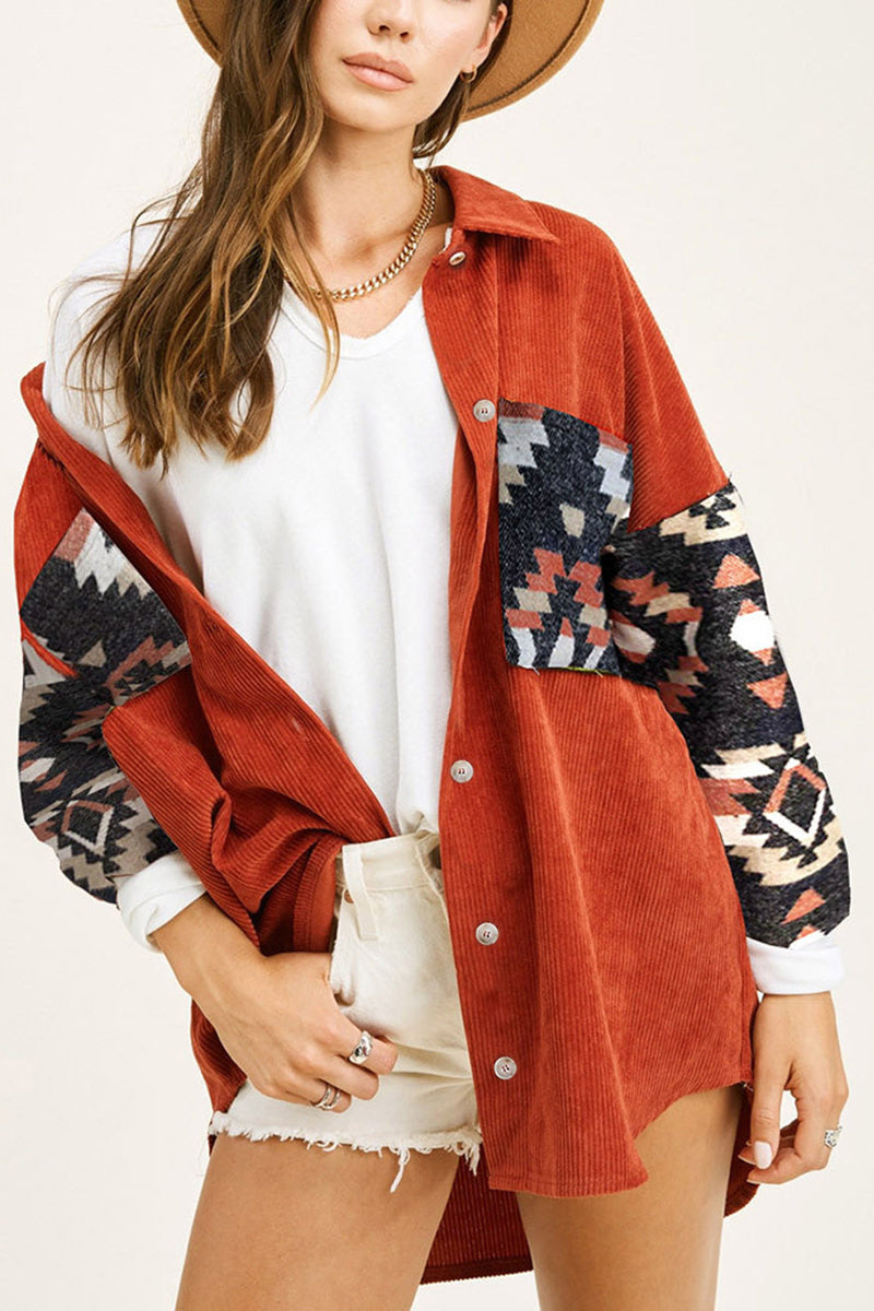 Geometric Pattern Button-Up Jacket