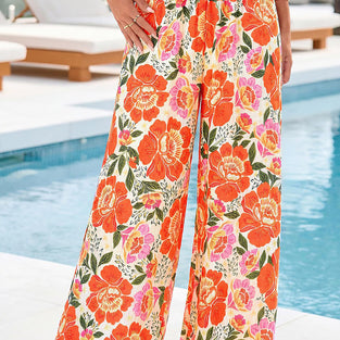 Floral Wide-Leg Casual Pants