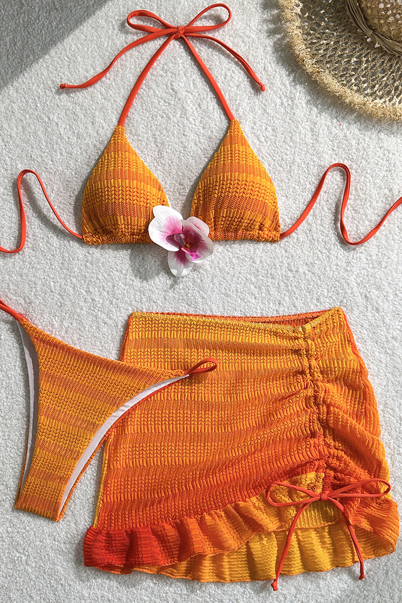 Flirty Knit Bikini and Skirt Set