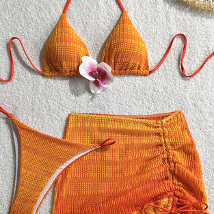 Flirty Knit Bikini and Skirt Set