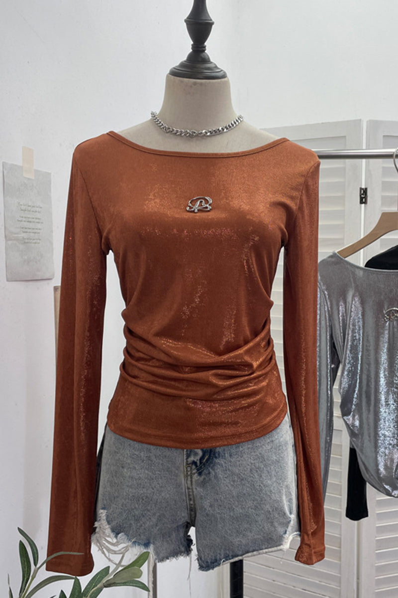Elegant Long Sleeve Bodycon T-Shirt