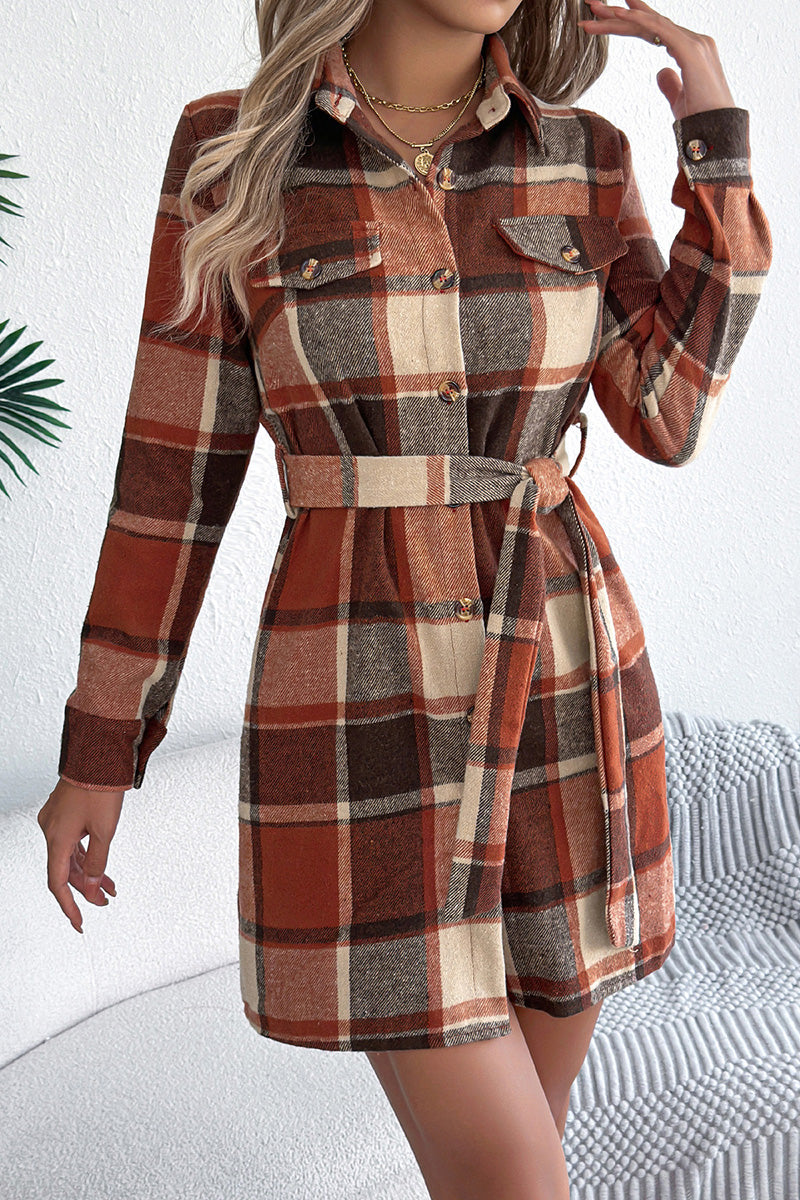 Plaid Belted Shirt Dress