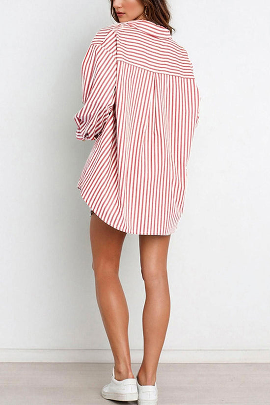 Striped Oversized Shirt and Shorts Set