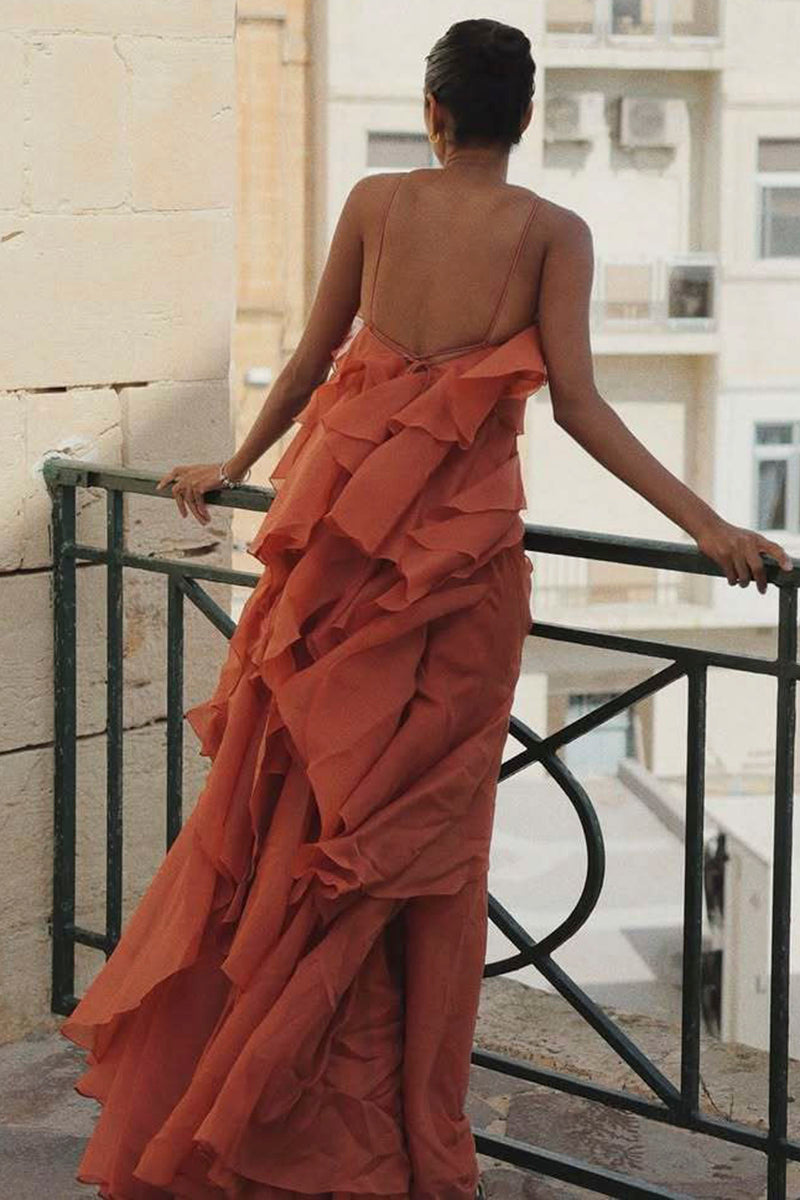 Layered Ruffle Halter Dress