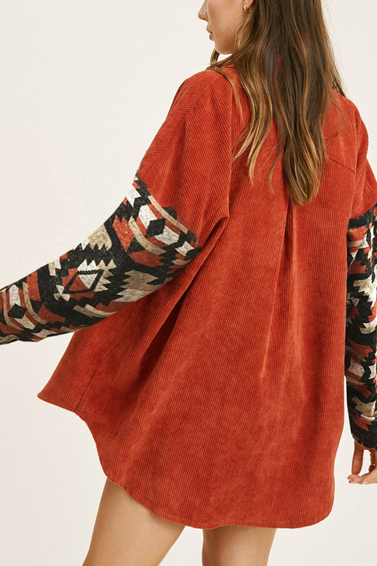 Geometric Pattern Button-Up Jacket