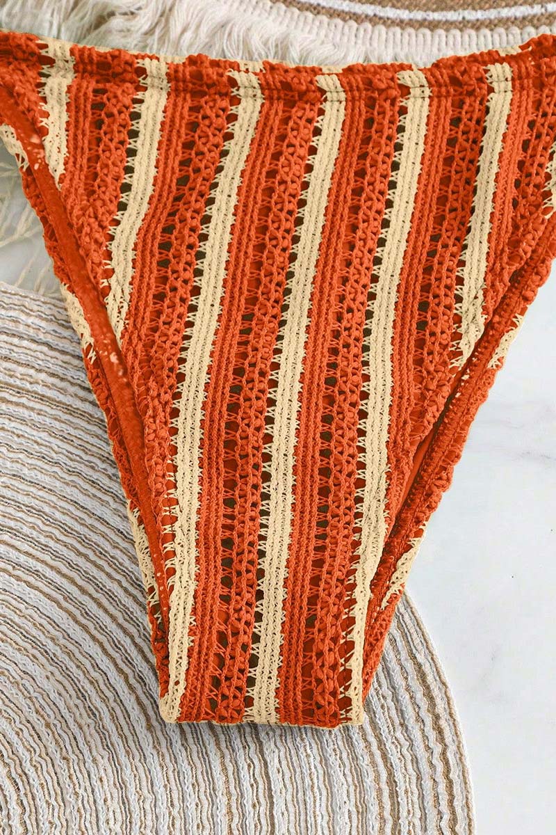 Striped Bikini Set with Stylish Cover-Up