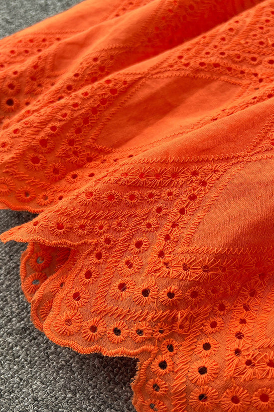 Eyelet Sleeveless Button-Down Dress