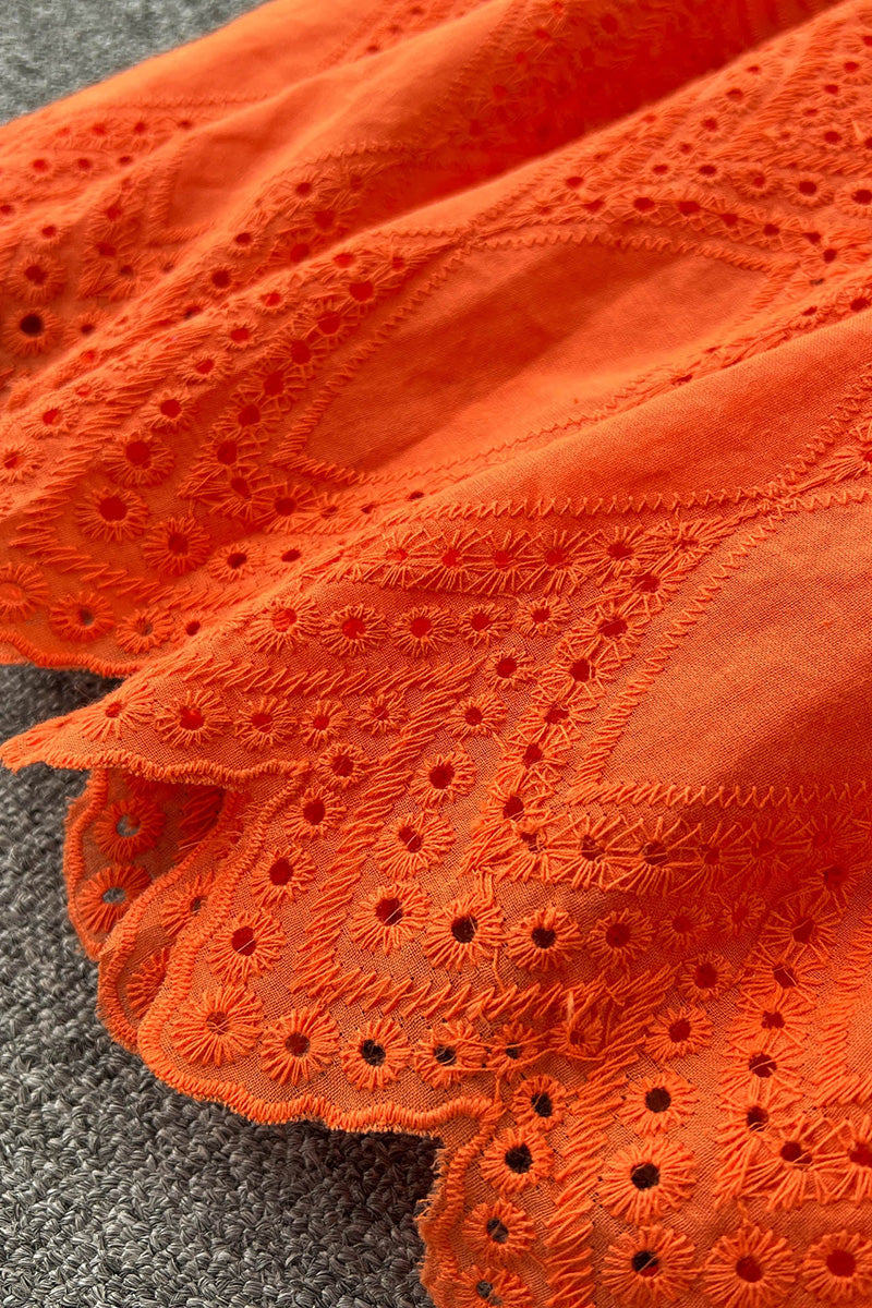 Eyelet Sleeveless Button-Down Dress