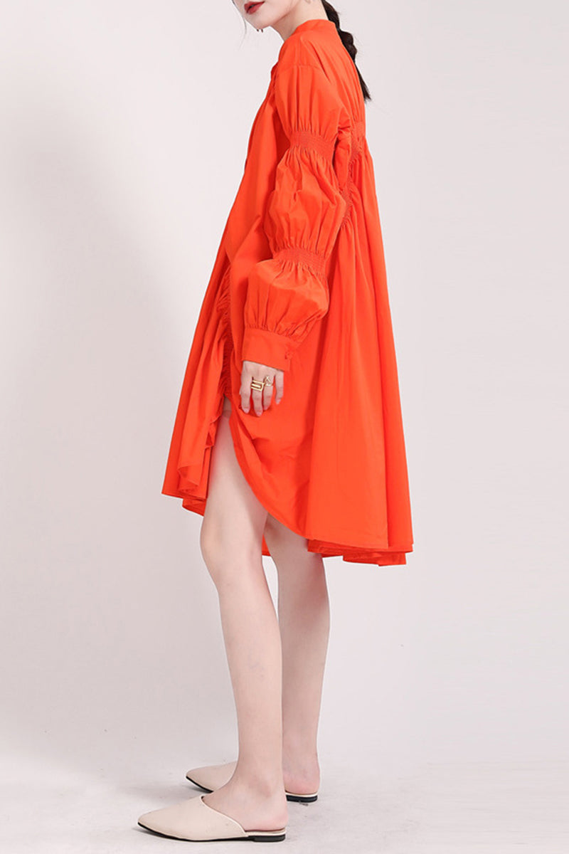 Ruched Long Sleeve Casual Dress