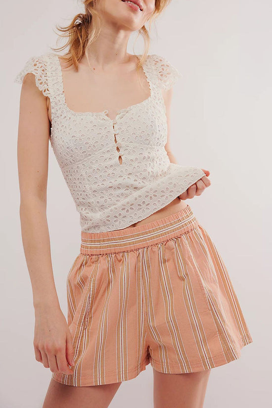 Striped Elastic Waist Casual Shorts