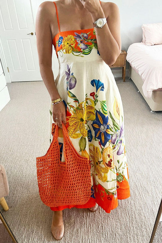 Tropical Print Sleeveless Casual Dress
