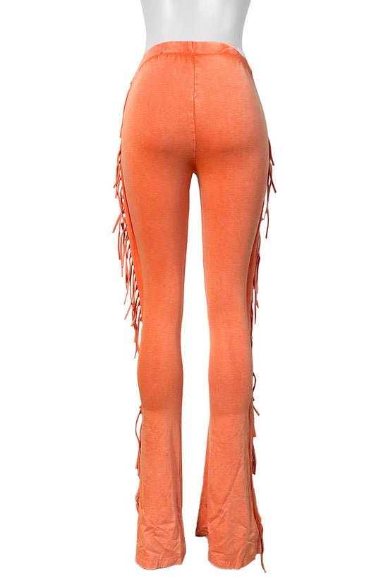 Fringe-Trim Casual Pants
