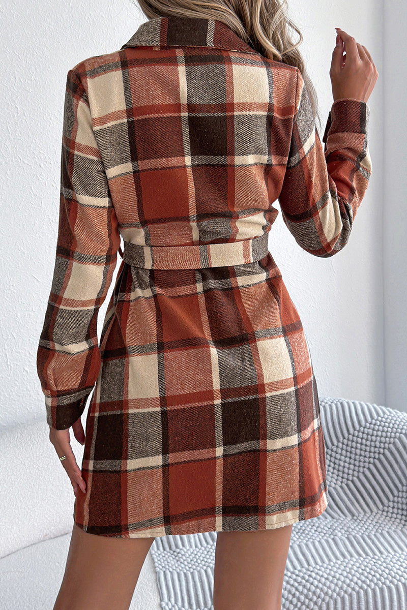 Plaid Belted Shirt Dress