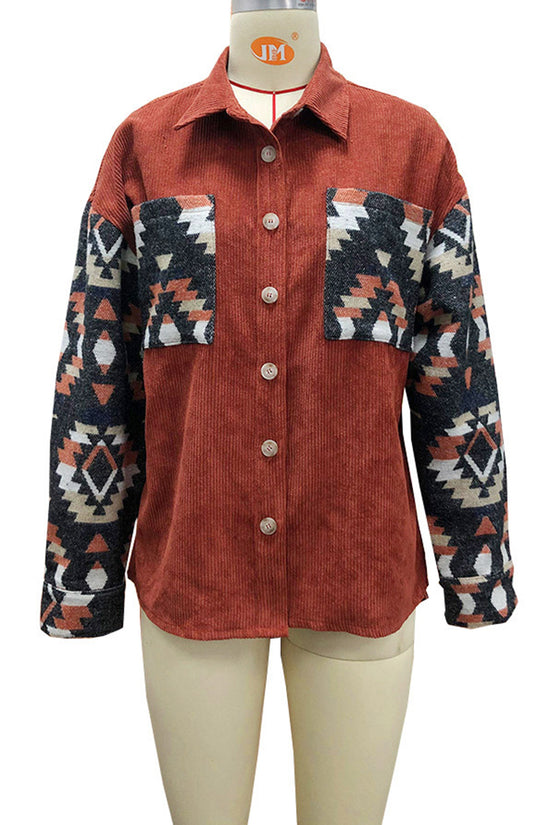 Geometric Pattern Button-Up Jacket
