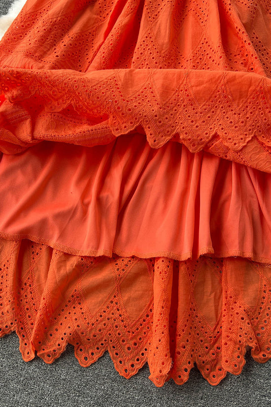 Eyelet Sleeveless Button-Down Dress