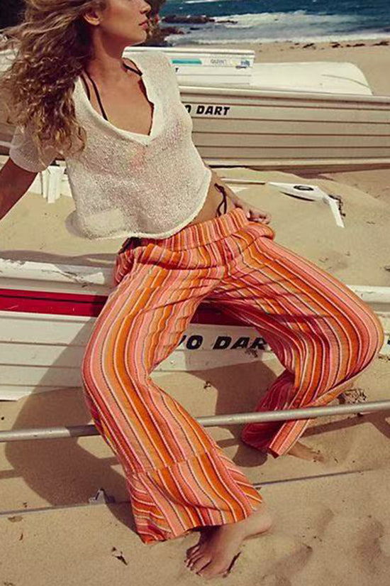 Striped Wide-Leg Casual Pants