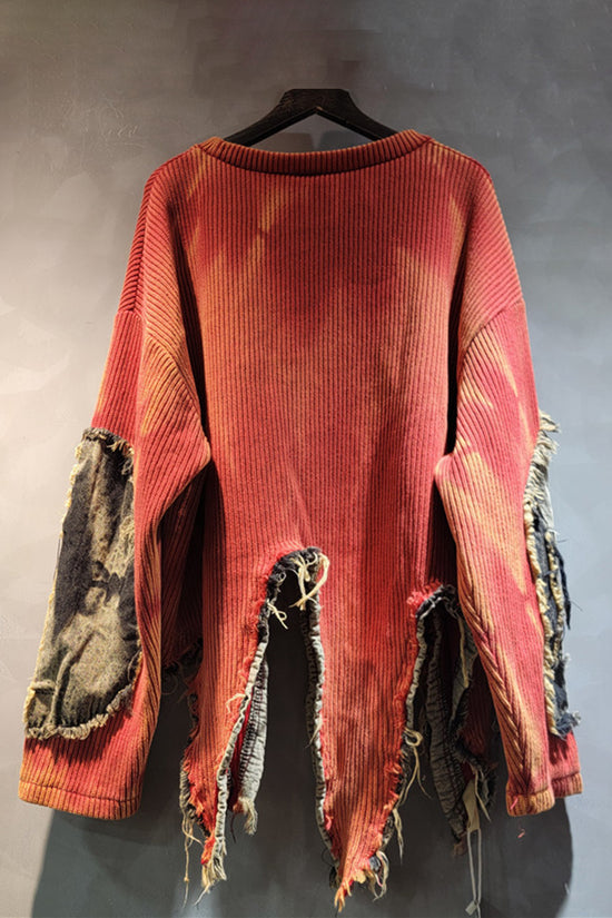 Distressed Patchwork Oversized Sweater