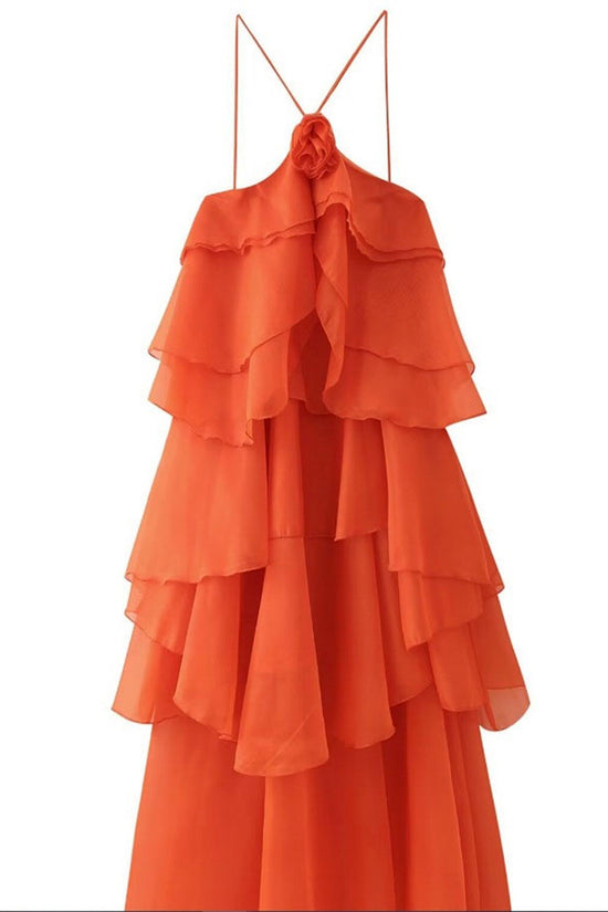 Layered Ruffle Halter Dress