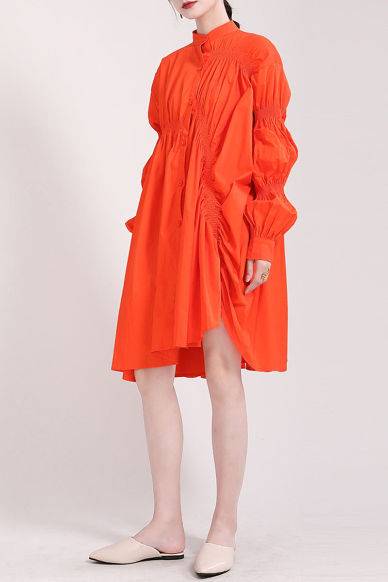 Ruched Long Sleeve Casual Dress
