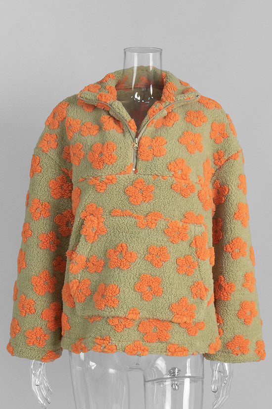 Floral Zip-Up Fleece Jacket