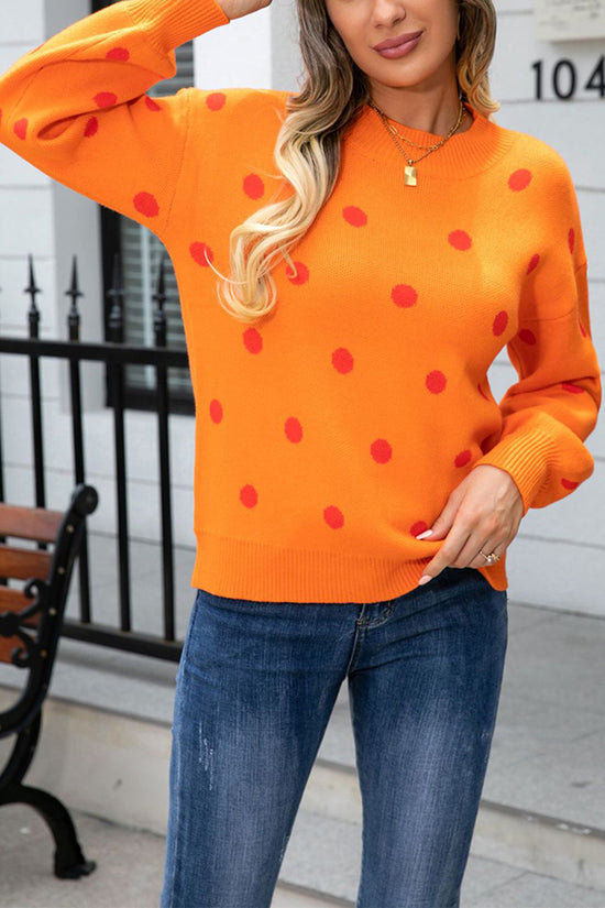 Polka Dot Puff Sleeve Sweater