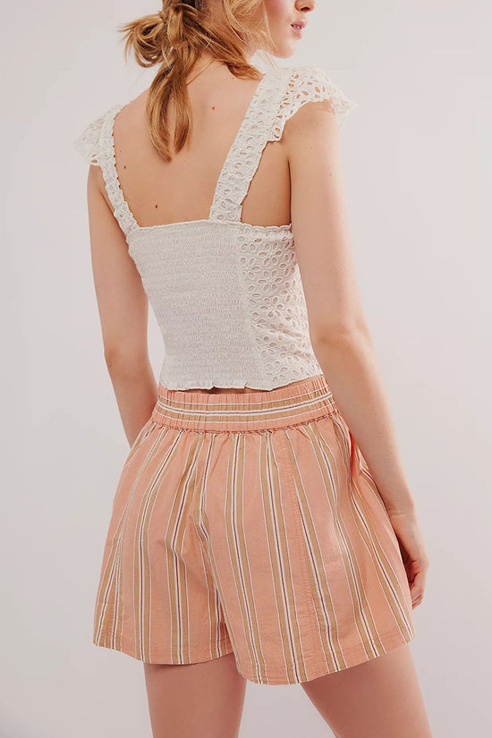 Striped Elastic Waist Casual Shorts