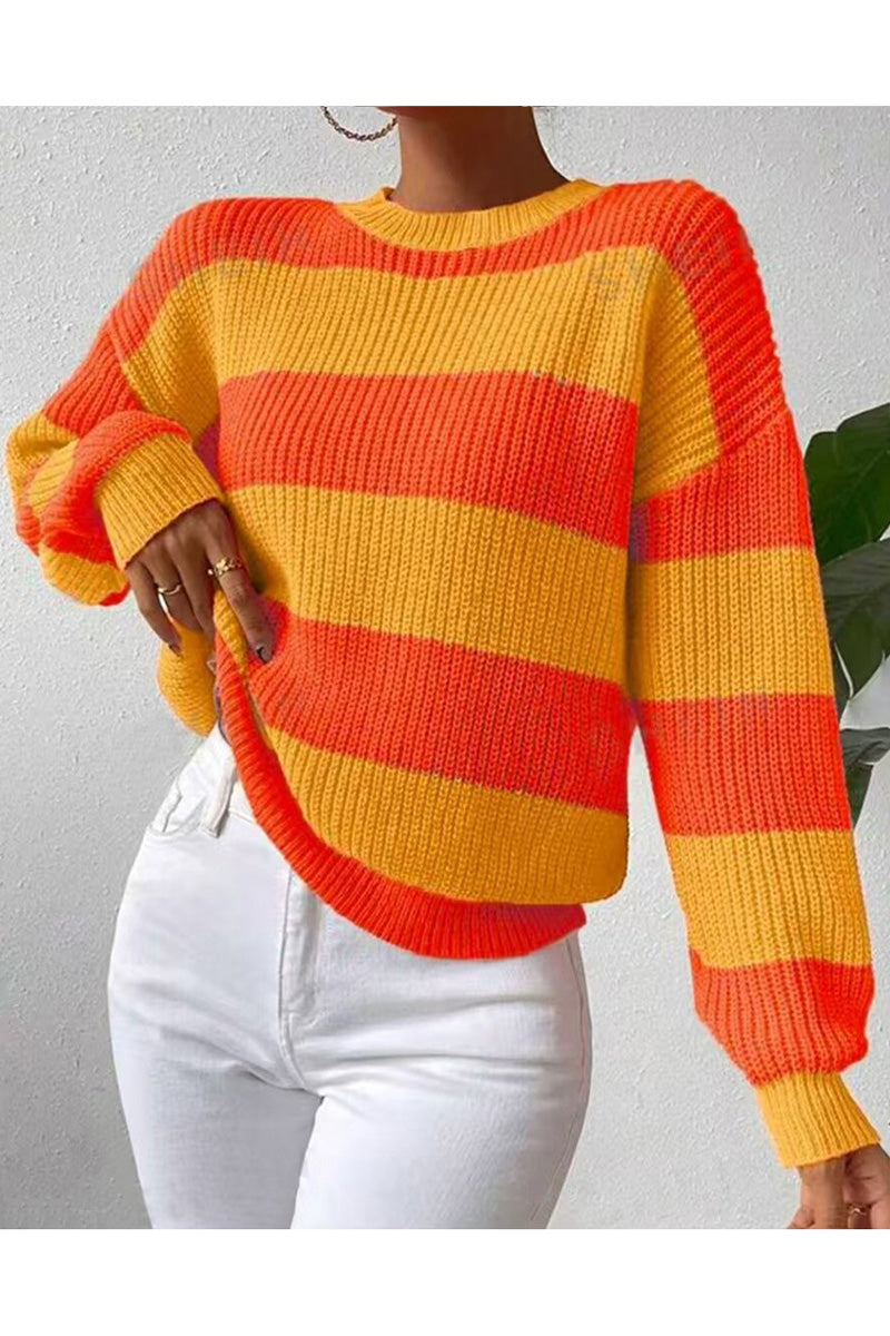 Striped Knit Crewneck Sweater