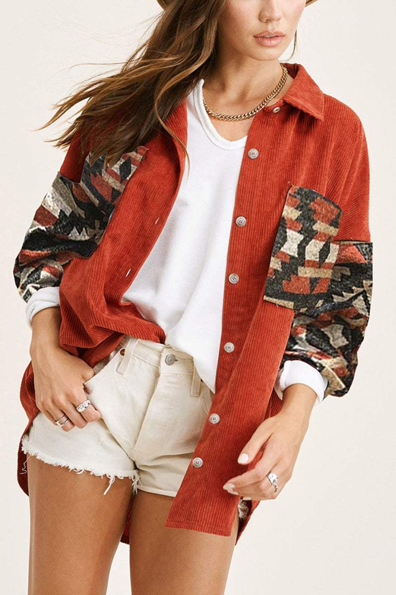 Geometric Pattern Button-Up Jacket