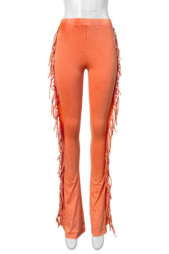Fringe-Trim Casual Pants