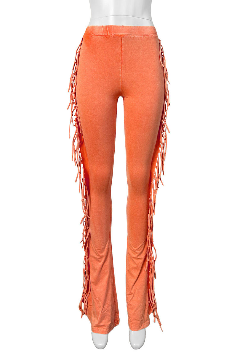Fringe-Trim Casual Pants