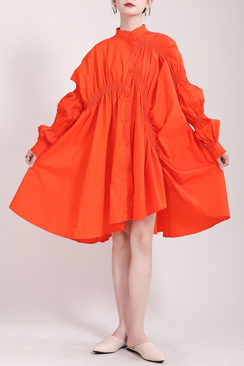 Ruched Long Sleeve Casual Dress