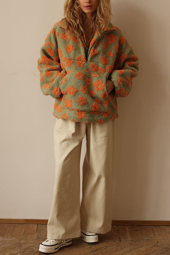 Floral Zip-Up Fleece Jacket
