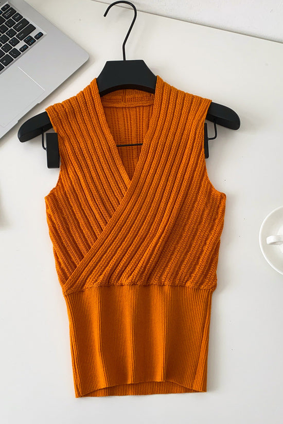 Chic V-Neck Ribbed Tank Top