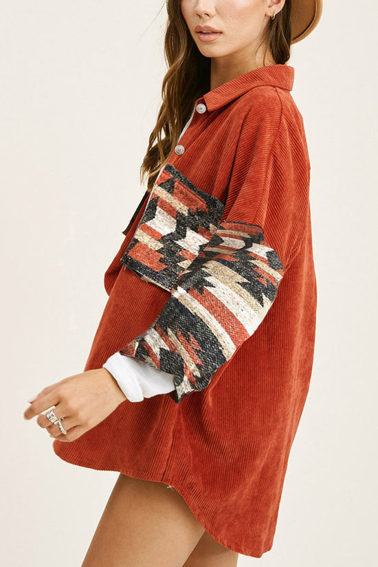 Geometric Pattern Button-Up Jacket