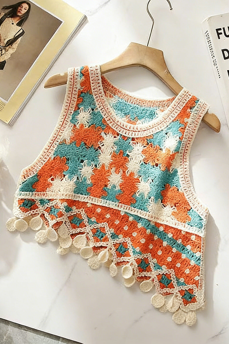 Colorful Floral Crochet Tank Top