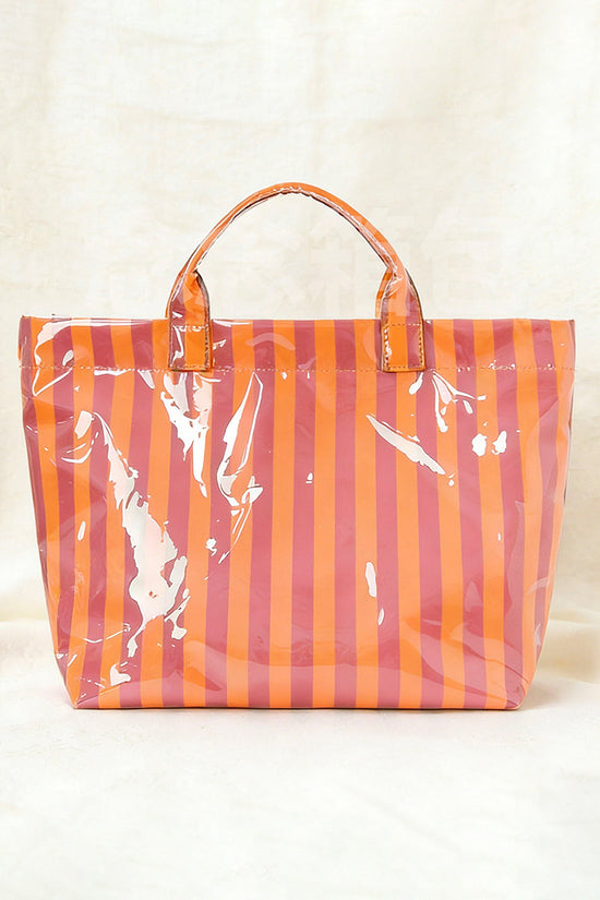 Striped Tote Bag with Glossy Finish
