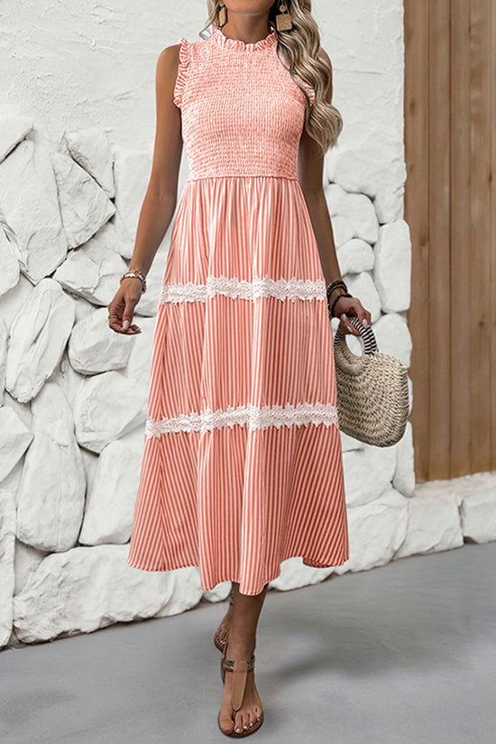 Sleeveless Striped Casual Midi Dress