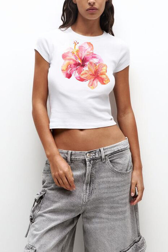 Floral Graphic Crop T-Shirt