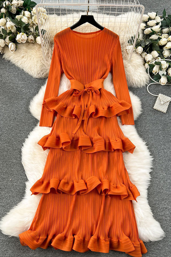 Tiered Ruffle Long Sleeve Casual Dress
