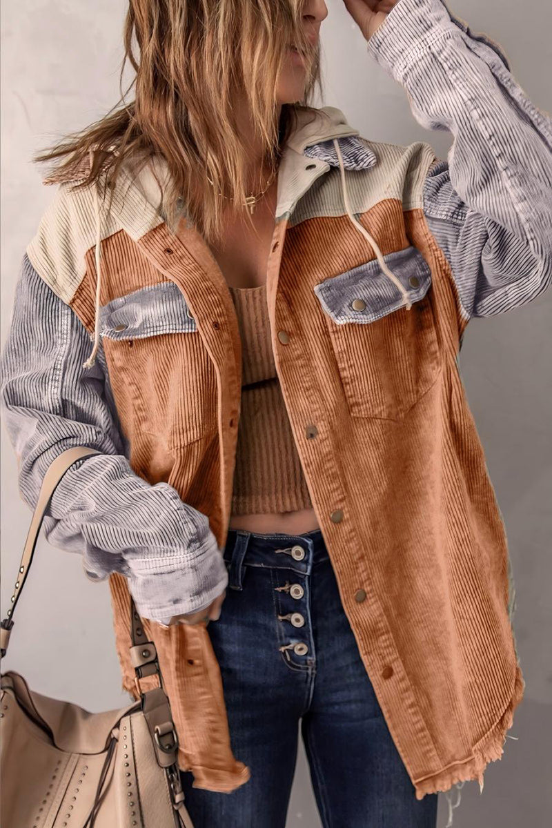 Textured Hooded Oversized Jacket