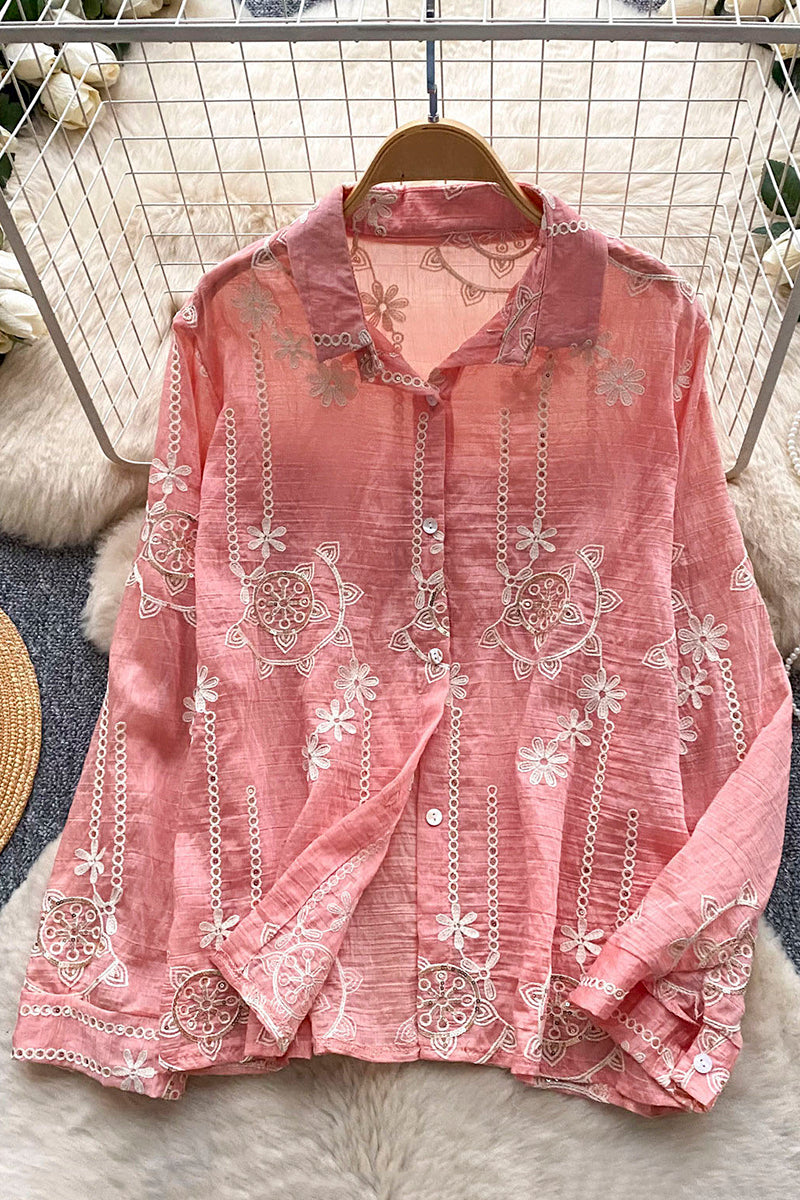 Floral Detail Long Sleeve Blouse