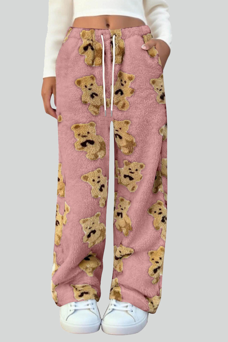 Teddy Bear Patterned Casual Pants