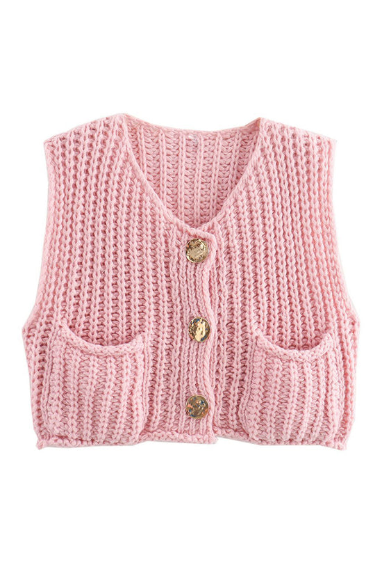 Textured Button-Up Sweater Vest