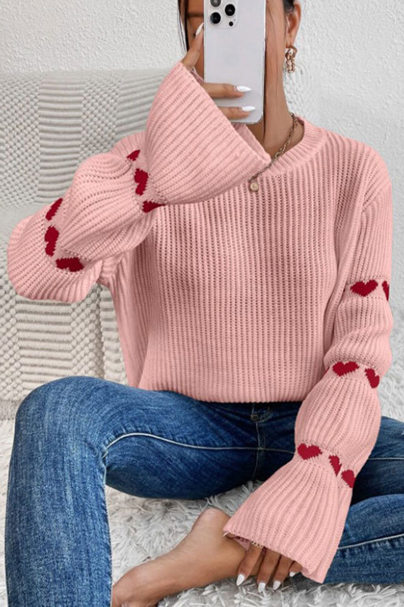 Heart Accents Bell Sleeve Sweater
