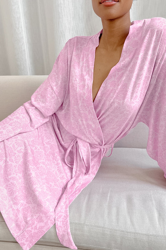 Floral Pattern Kimono Pajama Set