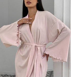 Elegant Flared Sleeve Loungewear Robe