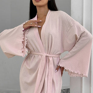 Elegant Flared Sleeve Loungewear Robe