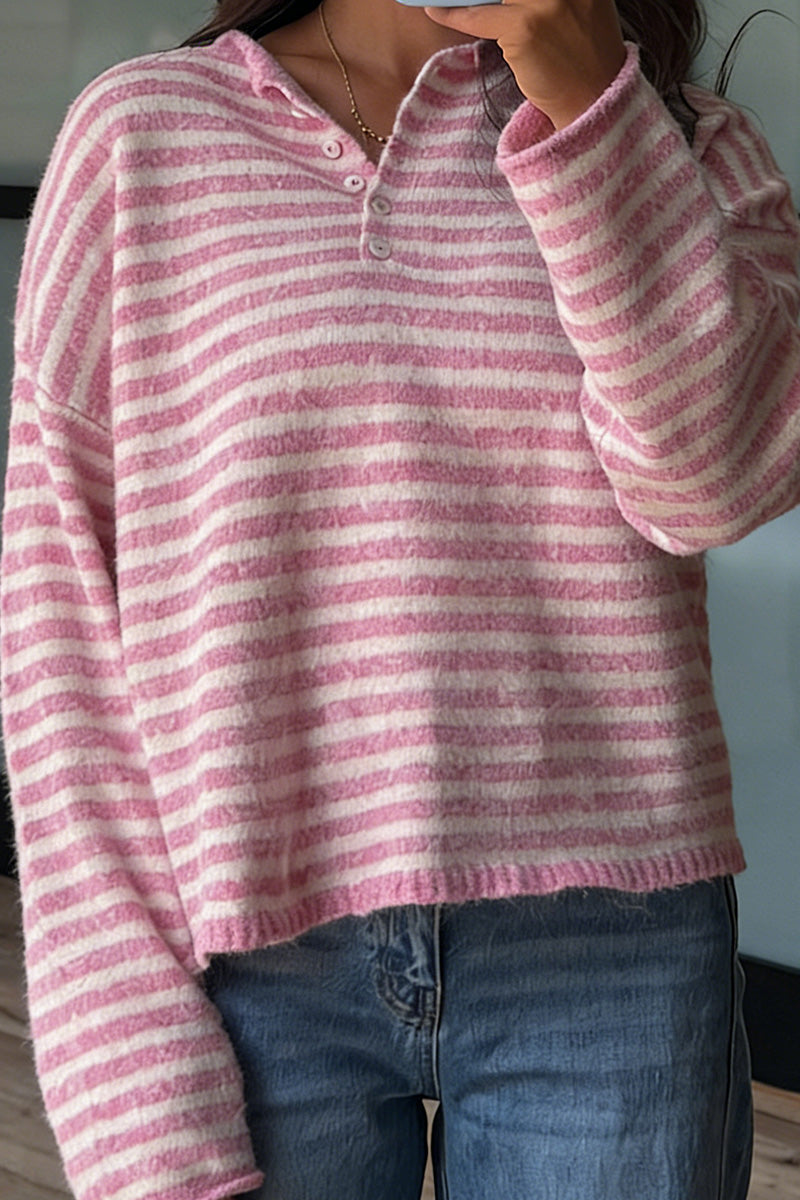 Striped Button-Up Sweater