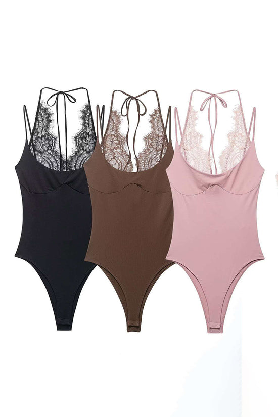 Elegant Lace Backless Bodysuit