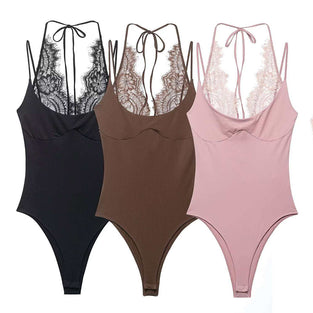 Elegant Lace Backless Bodysuit